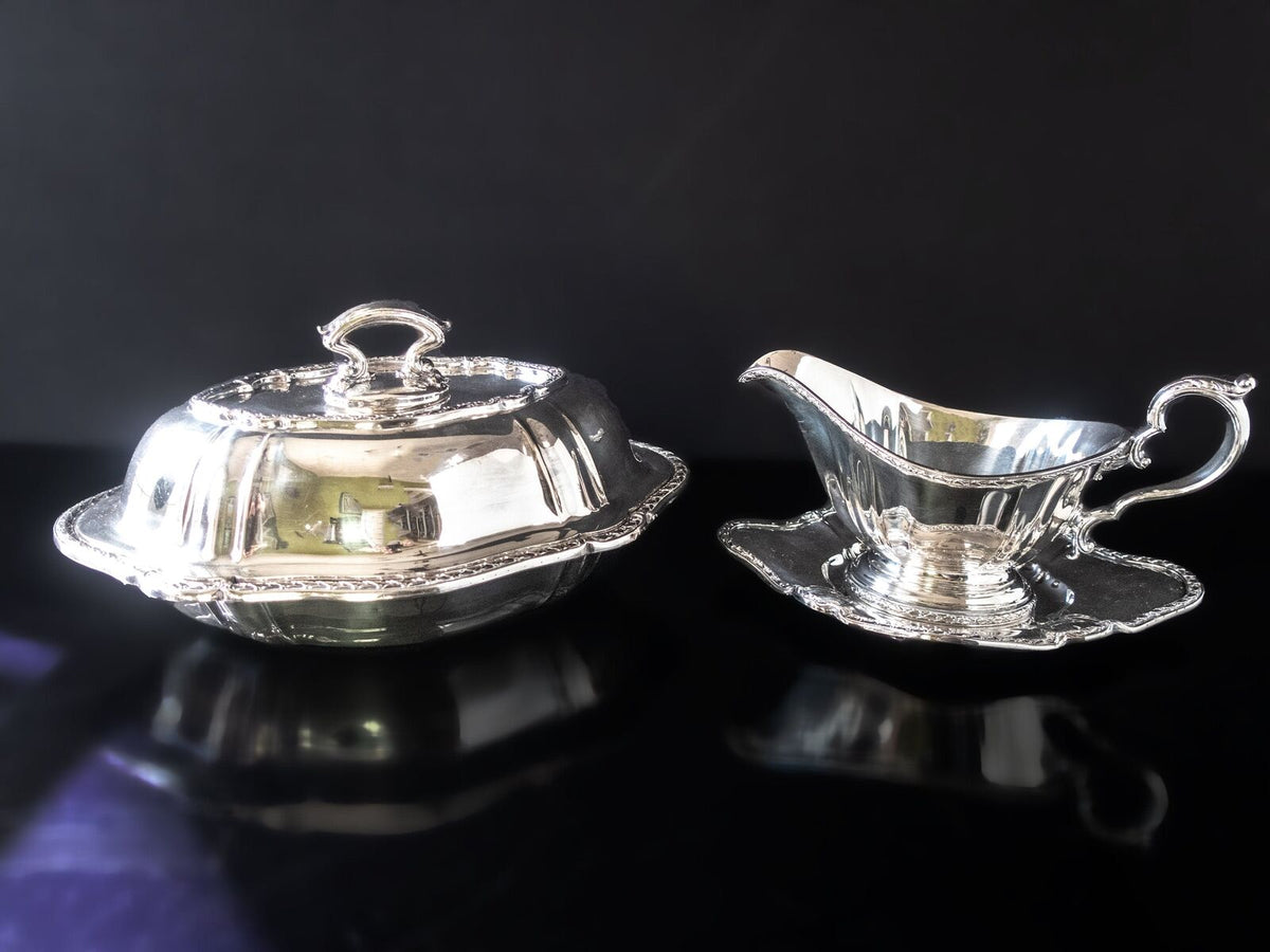Vintage Silver plate Orleans Party set Silver serving bowl with spoon  International Deep Silver Dish Gift for Her Gift holloware Relish dish