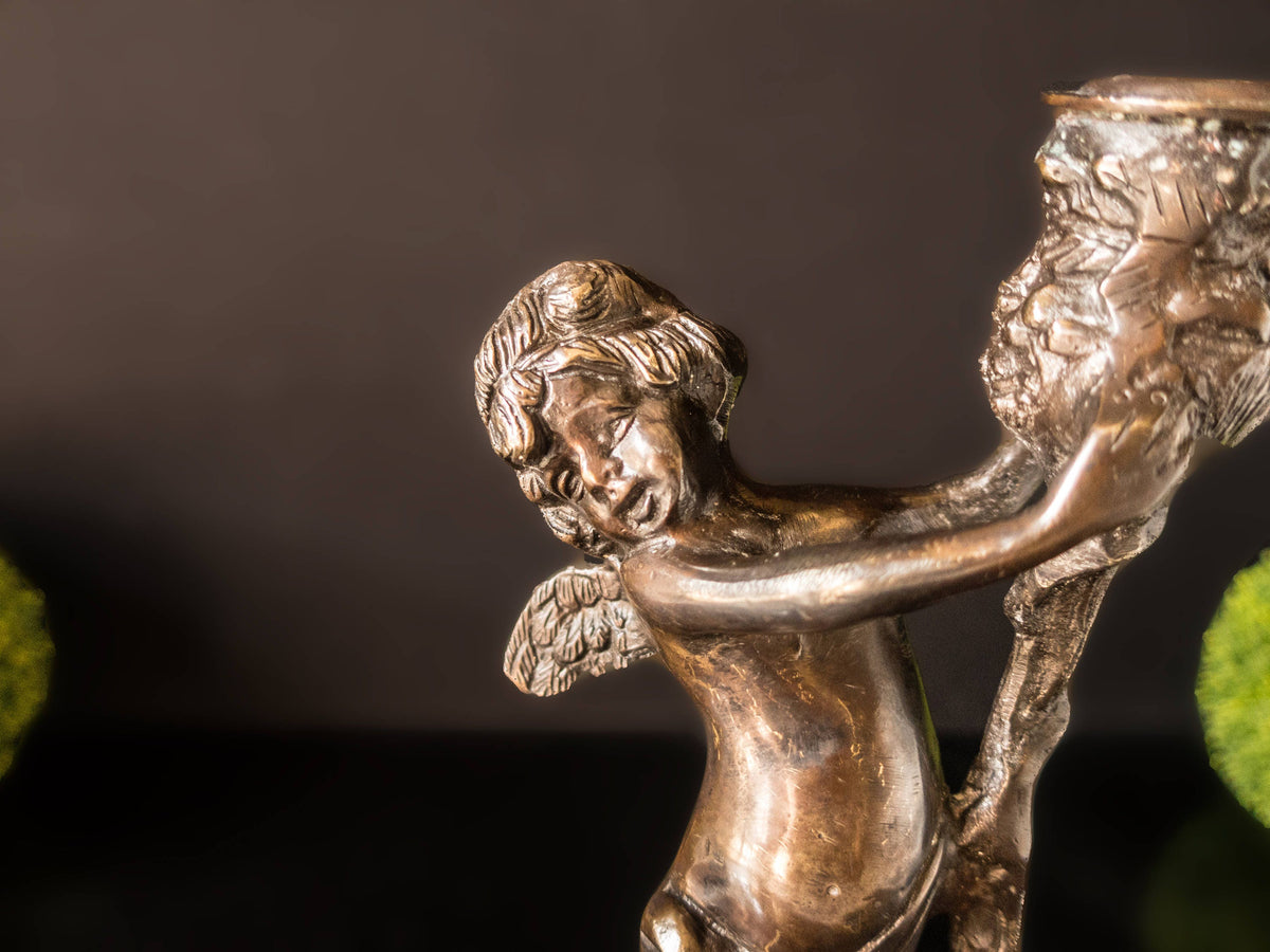 Tall Bronze Cherub Candle Holder Candlestick Putti Victorian –  InventifDesigns