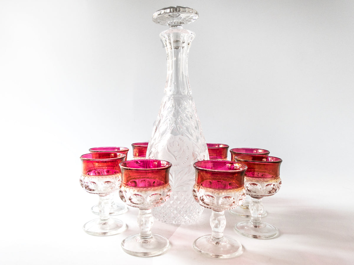 Antique King's Crown Thumbprint Ruby Flash Liquor Glasses Set of 8 – Shop  Cool Vintage Decor