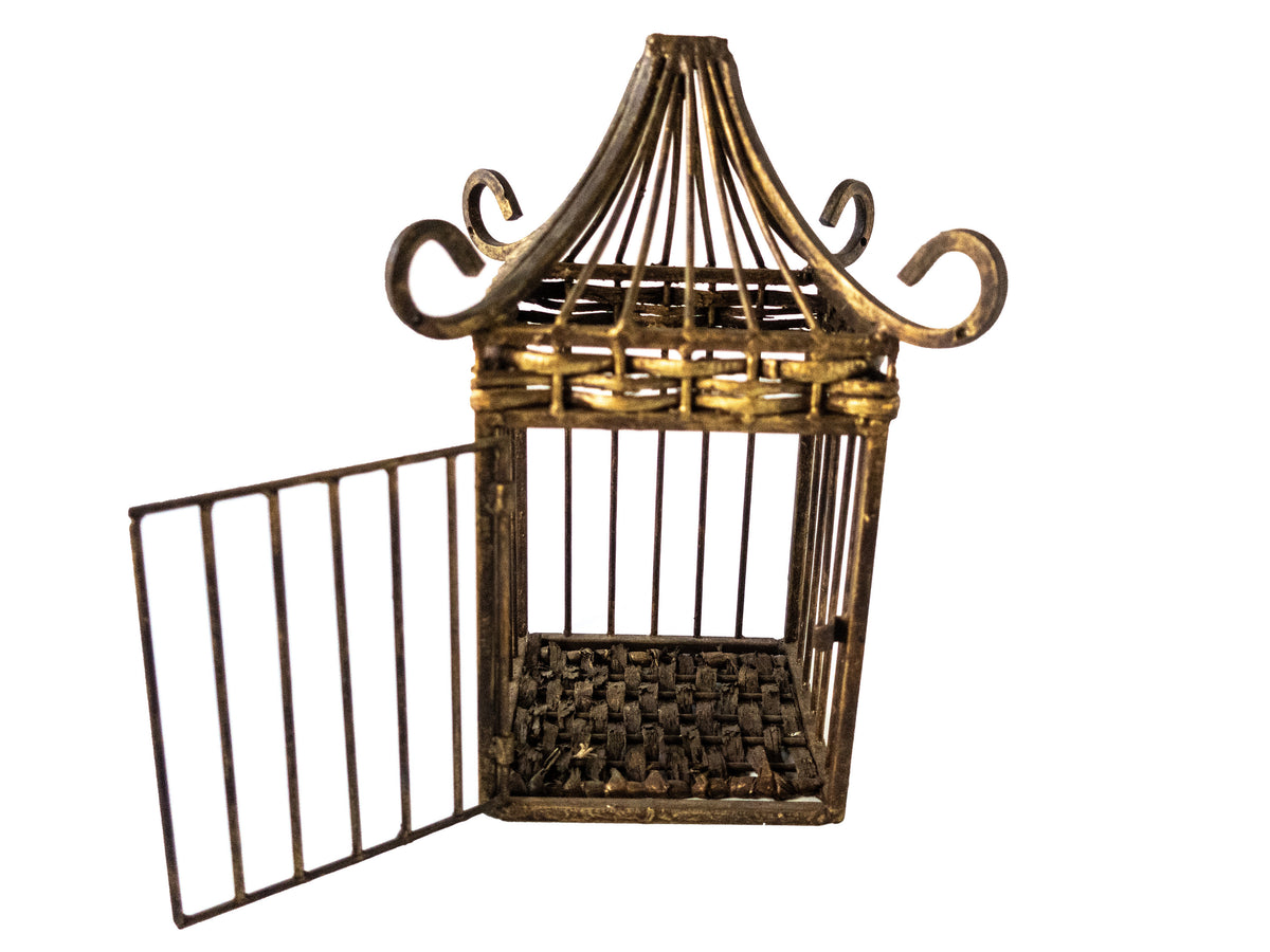 Vintage Gilded Iron Bird Cage Bamboo Asian Style Chinoiserie –  InventifDesigns