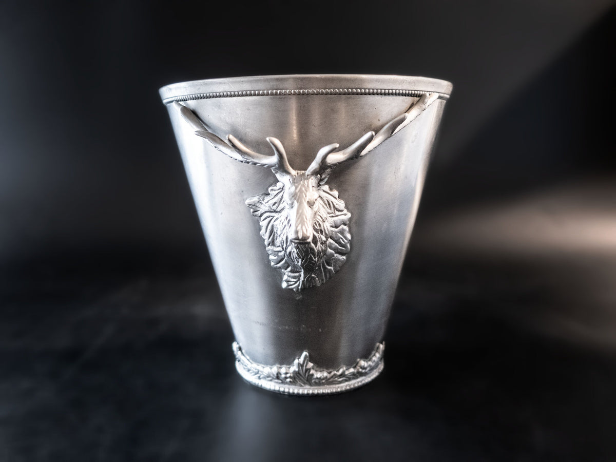 Silver Stag Deer Glass Mug