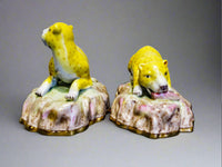 Vintage Wong Lee Pair Leopard Figurines Hand Painted Porcelain WL 1895 Figurines