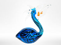 Murano Art Glass Blue Pelican With Fish In Mouth