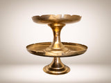 Vintage Pair Of Brass Cake Stands Tiered Serving Trays