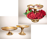 Vintage Pair Of Brass Cake Stands Tiered Serving Trays