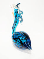 Murano Art Glass Blue Pelican With Fish In Mouth