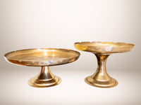 Vintage Pair Of Brass Cake Stands Tiered Serving Trays