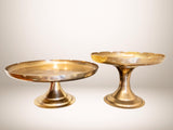 Vintage Pair Of Brass Cake Stands Tiered Serving Trays