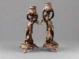 Vintage Bronze Pair Cherub Candle Holders Candlesticks Putti