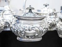 English Silverplate Tea Set Coffee Service Repousse