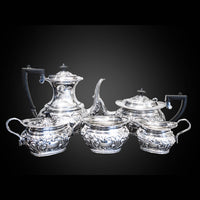 English Silverplate Tea Set Coffee Service Repousse