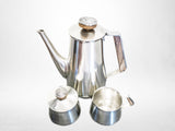 Vintage Stainless Tea Set 3 Pieces Art Deco MCM