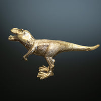 Vintage Brass Dinosaur T-Rex Statue Figure 11" Long