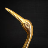 Tall Brass Crane With Blown Murano Glass Sculpture Statue