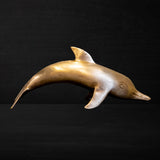 Vintage Brass Dolphin Fish Sculpture Statue 10"