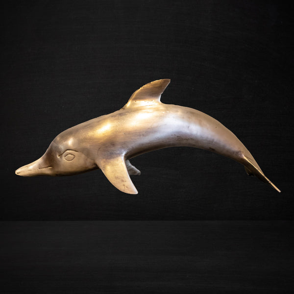 Vintage Brass Dolphin Fish Sculpture Statue 10"