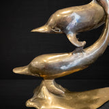 Vintage Brass Dolphins Swimming Statue Figurines