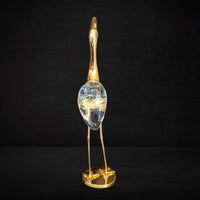 Tall Brass Crane With Blown Murano Glass Sculpture Statue