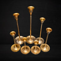 Vintage 7 Brass Candle Holders Set Graduated Height