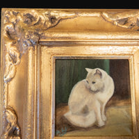 Gold Framed Oil Painting Persian Cat Antique Style