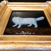 Gilded Gold Framed Oil Painting White Persian Cat Antique Style