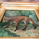 Gold Framed Oil Painting Red Fox Antique Style Hand Painted