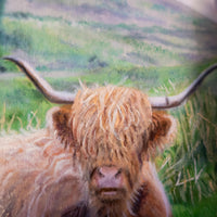 Gilt Framed Oil Painting Highland Cow Antique Style Hand Painted