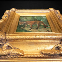 Gold Framed Oil Painting Red Fox Antique Style Hand Painted