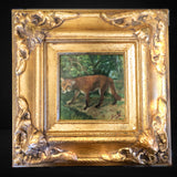 Gold Framed Oil Painting Red Fox Antique Style Hand Painted