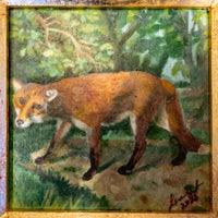 Gold Framed Oil Painting Red Fox Antique Style Hand Painted