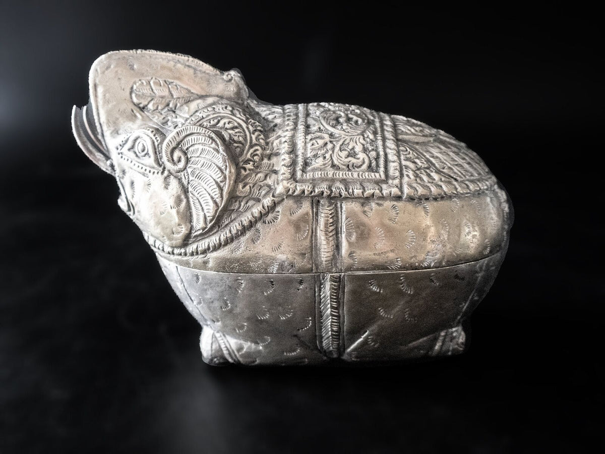 Antique Cambodian Silver Betel Box Khmer Elephant Repousse ...