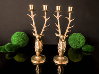 Vintage Brass Stag Candle Holders Pair