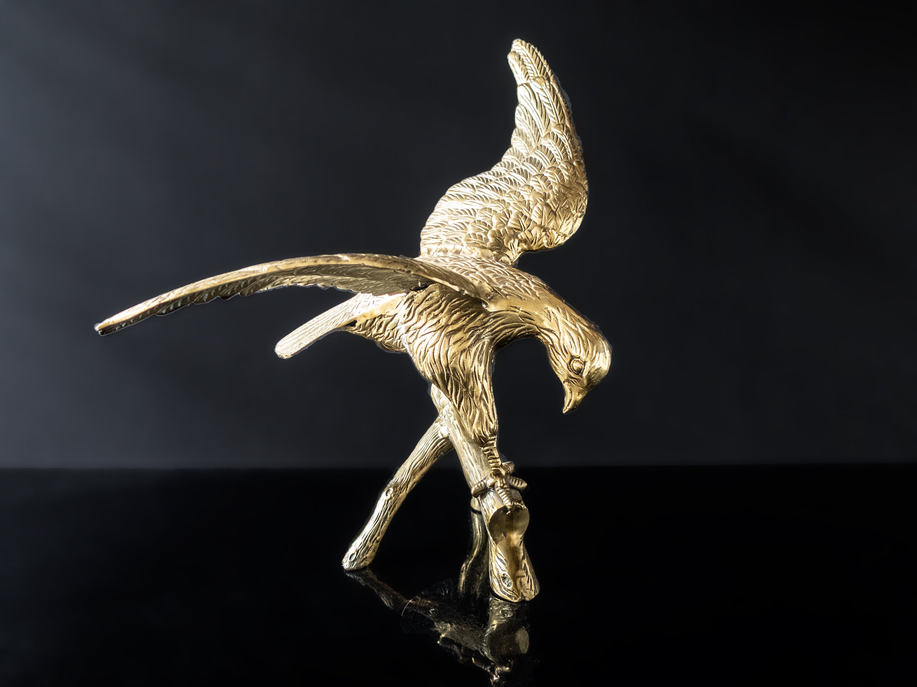 Vintage Brass Eagle On Branch Sculpture Statue Large 20