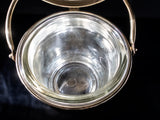 Vintage Brass Ice Bucket Insulated Glass Liner And Ice Tongs Grape Design Barware