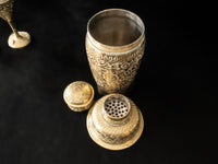 Vintage Brass Cocktail Shaker And 2 Mini Goblets Aperitif Cordial Barware Set Barware