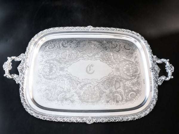 Vintage XL Silver Plate Serving Tray Du Barry Floral – InventifDesigns