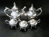 Vintage Silver Plate Tea Set Coffee Service Hibiscus FB Rogers 1960 Tea and Coffee Sets